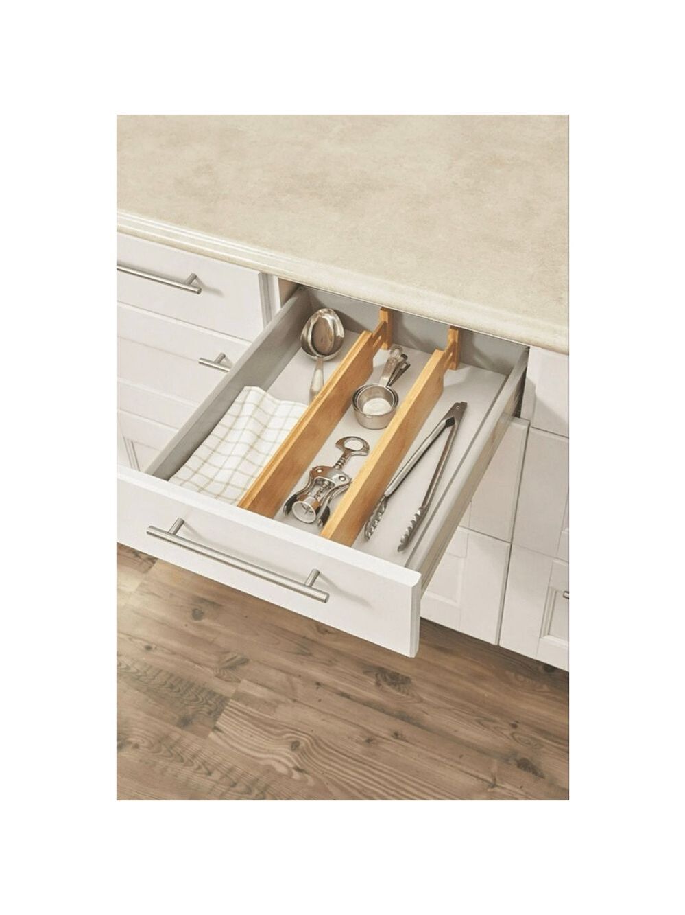 Better Homes & Gardens 2PC Bamboo Kitchen Organizer Expandable Drawer Dividers